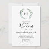 Invitation Mariage photo en monogramme feuille d'aquarelle bo (Devant)