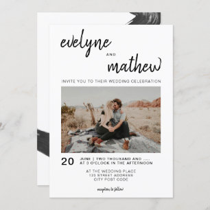 Invitation mariage photo en noir blanc décontracté moderne