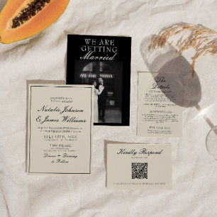 Invitation Mariage Photo En Noir Et Blanc Élégant Et Raffiné