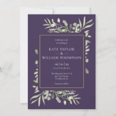 Invitation Mariage photo en or violet Lavender Greenery (Devant)