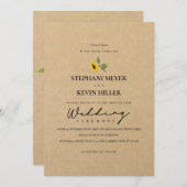 Invitation Mariage photo en papier Kraft pour tournesol rusti (Devant / Derrière)