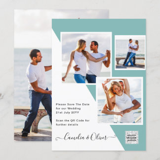 Invitation Mariage photo en verre marin Inviter QR Code Enreg