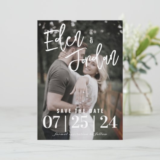 Invitation Mariage photo Enregistrer la date | Superposition  (Debout devant)