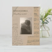 Invitation Mariage photo esthétique papier vintage (Debout devant)