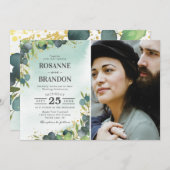 Invitation Mariage photo Eucalyptus (Devant / Derrière)