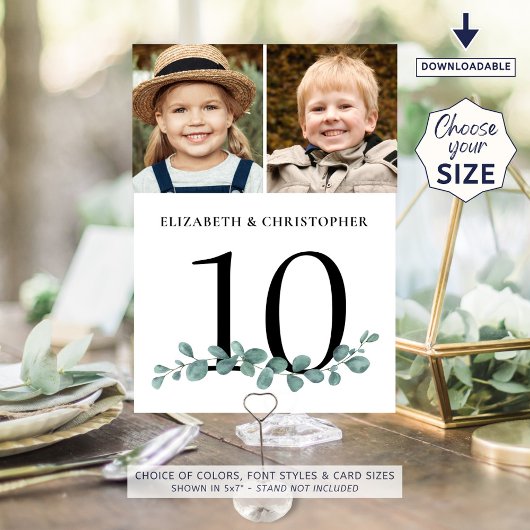 Invitation Mariage photo Eucalyptus 2 Numéro de tableau Signa