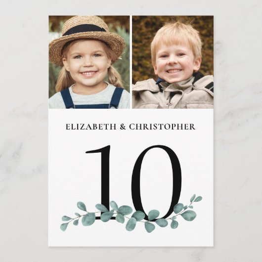 Invitation Mariage photo Eucalyptus 2 Numéro de tableau Signa (Devant)