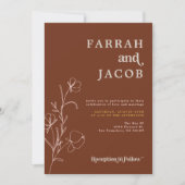 Invitation MARIAGE photo FARRAH Retro 70's Rust Floral Arch (Devant)
