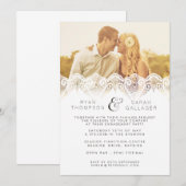 Invitation Mariage photo Fiançailles de dentelle blanche Invi (Devant / Derrière)