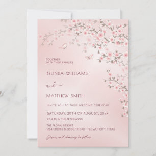 Invitation Mariage Photo Fleur de Cerisier Rose Tendre