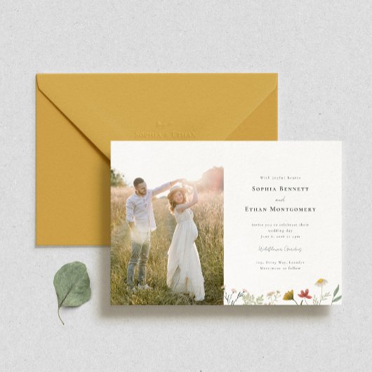 Invitation Mariage photo Fleur sauvage Leander
