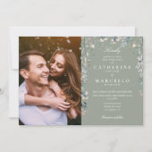 Invitation Mariage photo Fleur sauvage Sage Green (Devant)