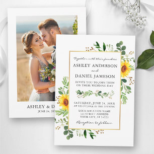 Invitation Mariage Photo Fleurs Tournesol Végétalerie Aquarel