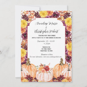 Invitation Mariage photo floral aquarelle automnal rustique