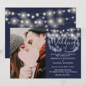 Invitation Mariage photo floral de la Marine (Devant / Derrière)