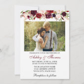 Invitation Mariage photo Floral de l'aquarelle de Bourgogne (Devant)