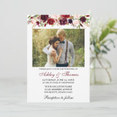 Invitation Mariage photo Floral de l'aquarelle de Bourgogne (Debout devant)
