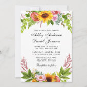 Invitation Mariage photo floral de tournesol d'aquarelle (Devant)