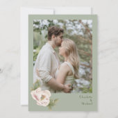 Invitation Mariage photo floral Elegant Sage and Blush Peony (Dos)