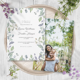 Invitation Mariage photo floral Lilac Watercolor