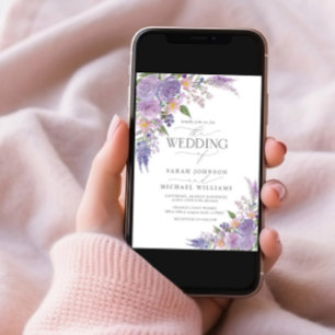 Invitation Mariage photo floral moderne Lilac Lavender Mauve