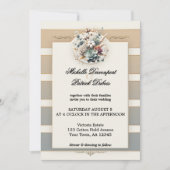 Invitation Mariage photo floral rayé de ton de la Terre (Devant)