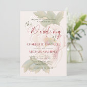 Invitation Mariage photo floral Romantic Blush Pink (Debout devant)