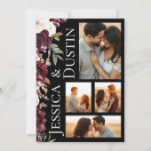 Invitation Mariage photo floral romantique de Bourgogne moder (Dos)