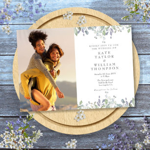 Invitation Mariage Photo Floral Sage And Lilac Greenery