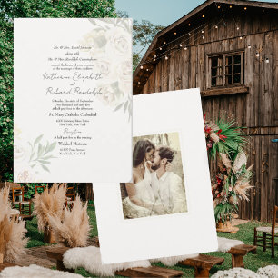 Invitation Mariage photo Folim Cream Floral Couple