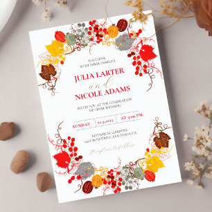 Invitation Mariage photo Français Kissed Sweet Berry Flowers