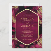 Invitation Mariage photo Fuchsia Pink Gold Abstrait à encre l (Devant)