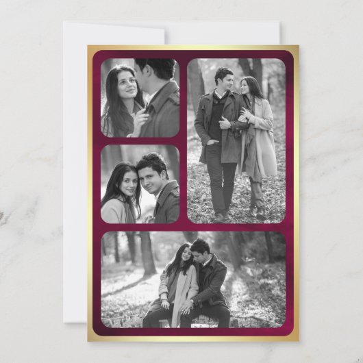 Invitation Mariage photo Fuchsia Pink Gold Abstrait à encre l (Dos)