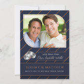 Invitation Mariage photo Gay et Lesbian Blue Pinstripe (Devant)