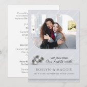 Invitation Mariage photo Gay et Lesbian Silver Pinstripe (Devant / Derrière)