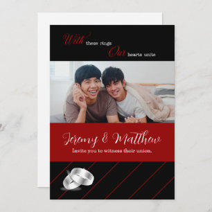 Invitation Mariage photo Gay Mariage noir et bourgogne
