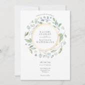 Invitation Mariage photo géométrique de Greenery Garland Gold (Devant)