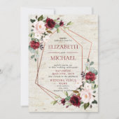 Invitation Mariage photo géométrique en cuivre rustique Bourg (Devant)