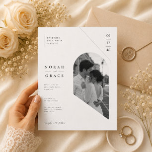 Invitation Mariage photo géométrique moderne
