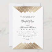 Invitation Mariage photo Géométrique Noir Or Calligraphie (Devant)