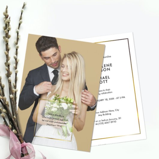 Invitation Mariage photo Gold