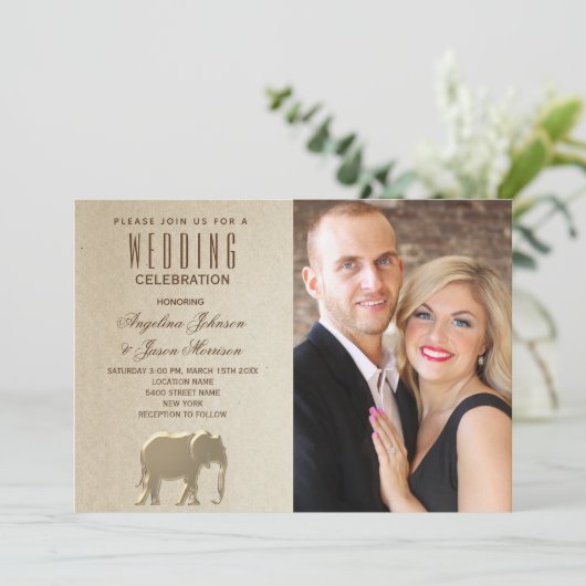 Invitation Mariage photo Gold de luxe (Debout devant)