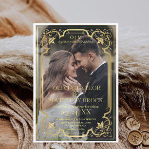 Invitation Mariage photo Gold Modern Classic