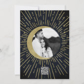 Invitation Mariage photo Gold Stars Night Celestial Sunburst (Dos)