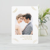 Invitation Mariage photo Golden Wisps White Two (Debout devant)