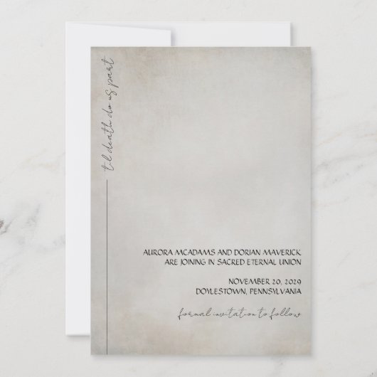 Invitation Mariage photo gothique Enregistrer la date (Dos)