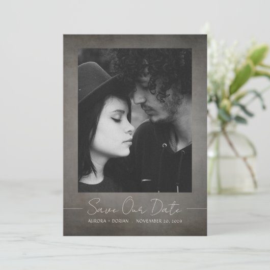 Invitation Mariage photo gothique Enregistrer la date (Debout devant)