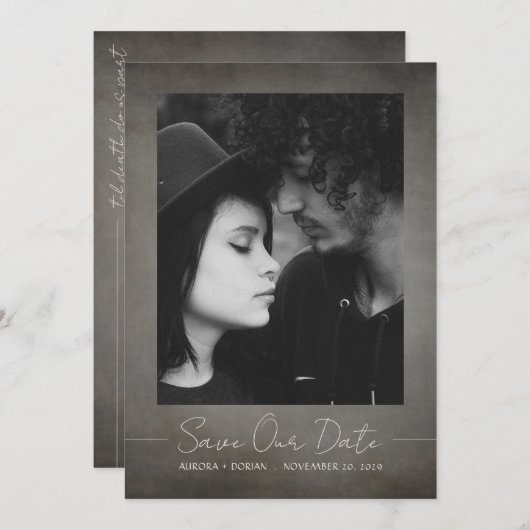 Invitation Mariage photo gothique Enregistrer la date (Devant / Derrière)