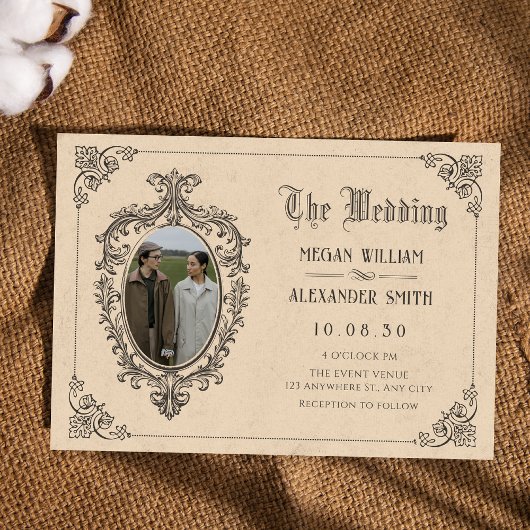 Invitation mariage photo gothique vintage