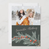 Invitation Mariage photo hiver de Noël de pin vert (Dos)